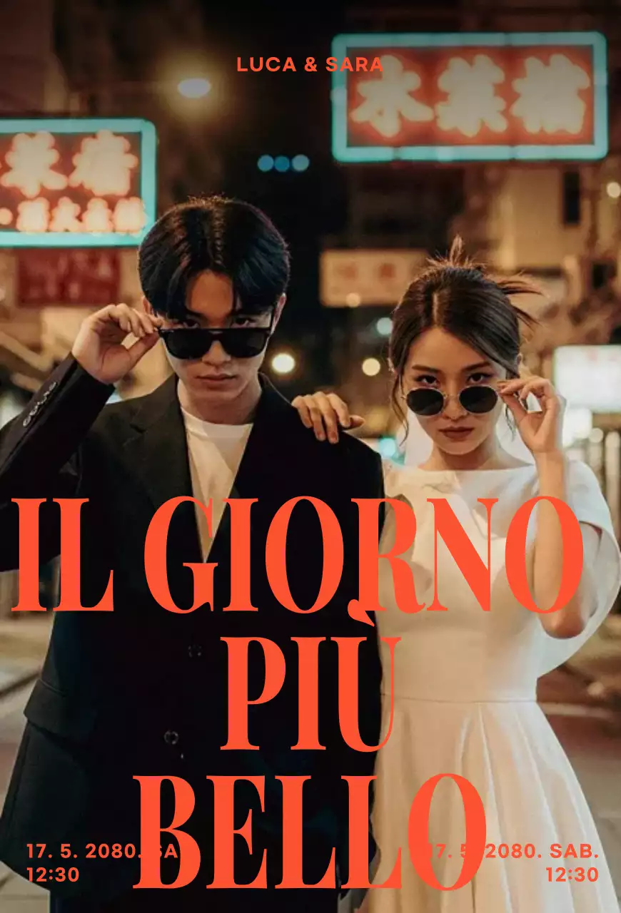 Invito di nozze moderno arancione