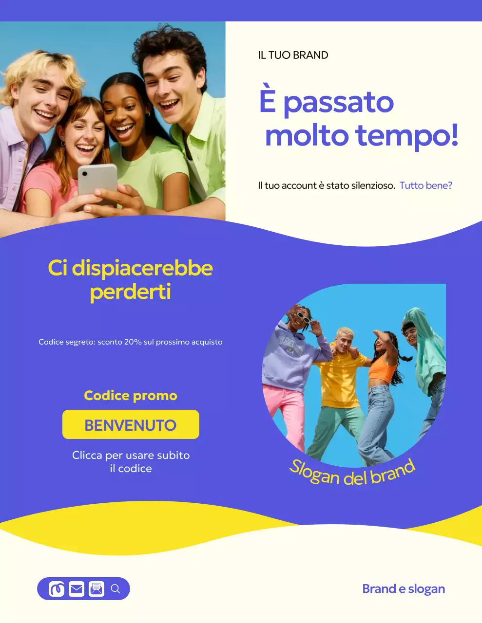 Lettera di promemoria per la campagna di vendita al dettaglio giocosa blu e gialla