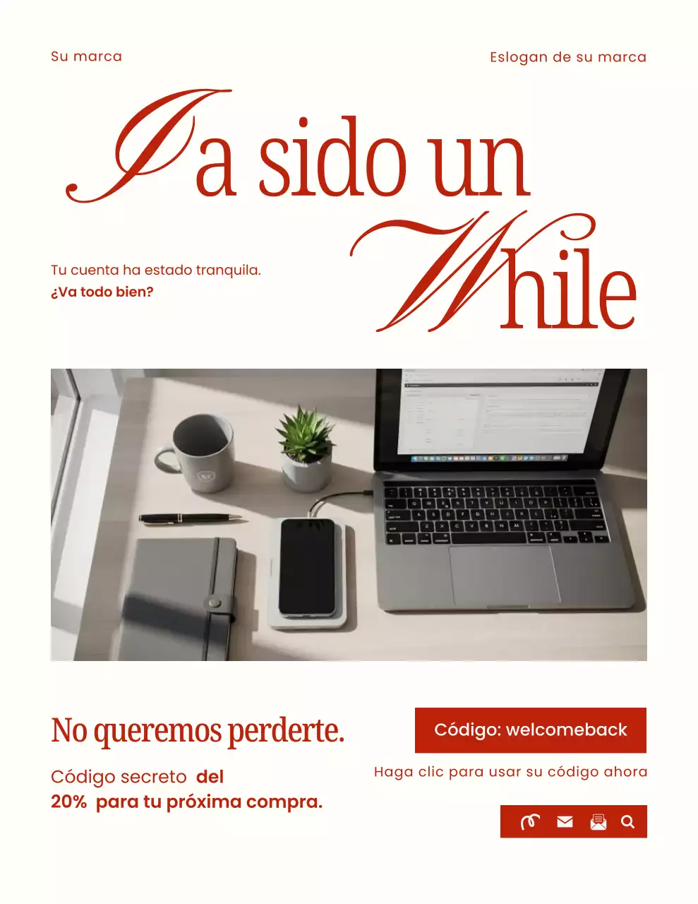Carta recordatoria de campaña de moda minimalista elegante en rojo y blanco