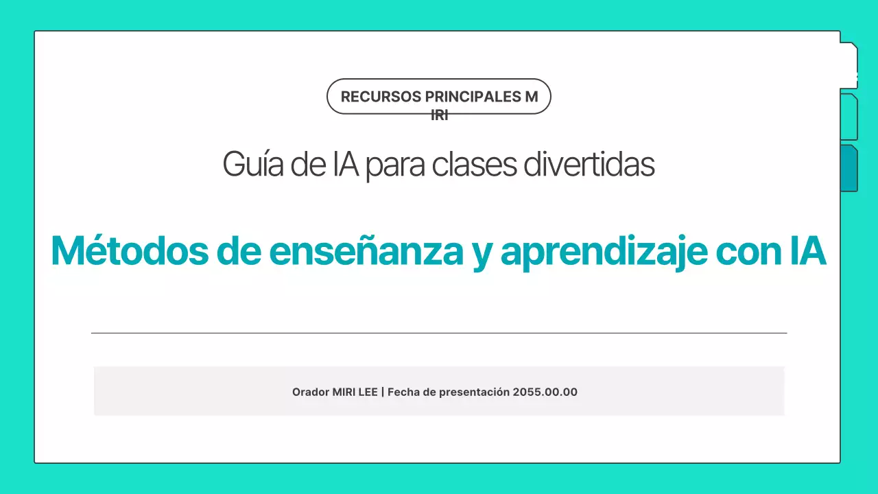 Una guía de materiales educativos sobre IA, sencillos, pregenerados y de color menta.