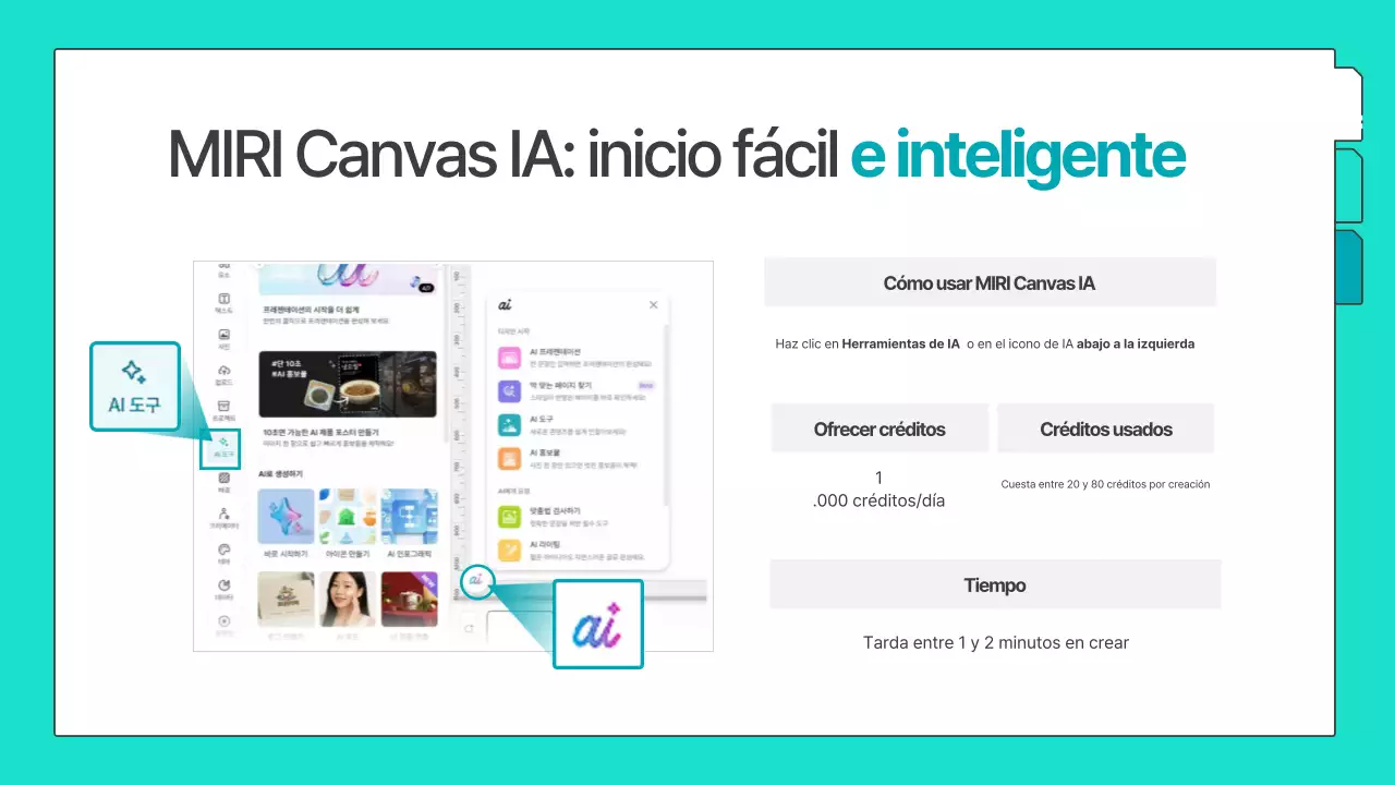 Una guía de materiales educativos sobre IA, sencillos, pregenerados y de color menta.