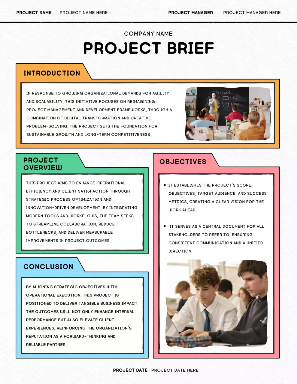 Colorful Hand-drawn Project Report Poster
