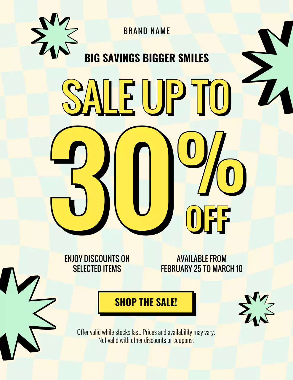 Yellow and Mint Retro Sales Promotion Poster