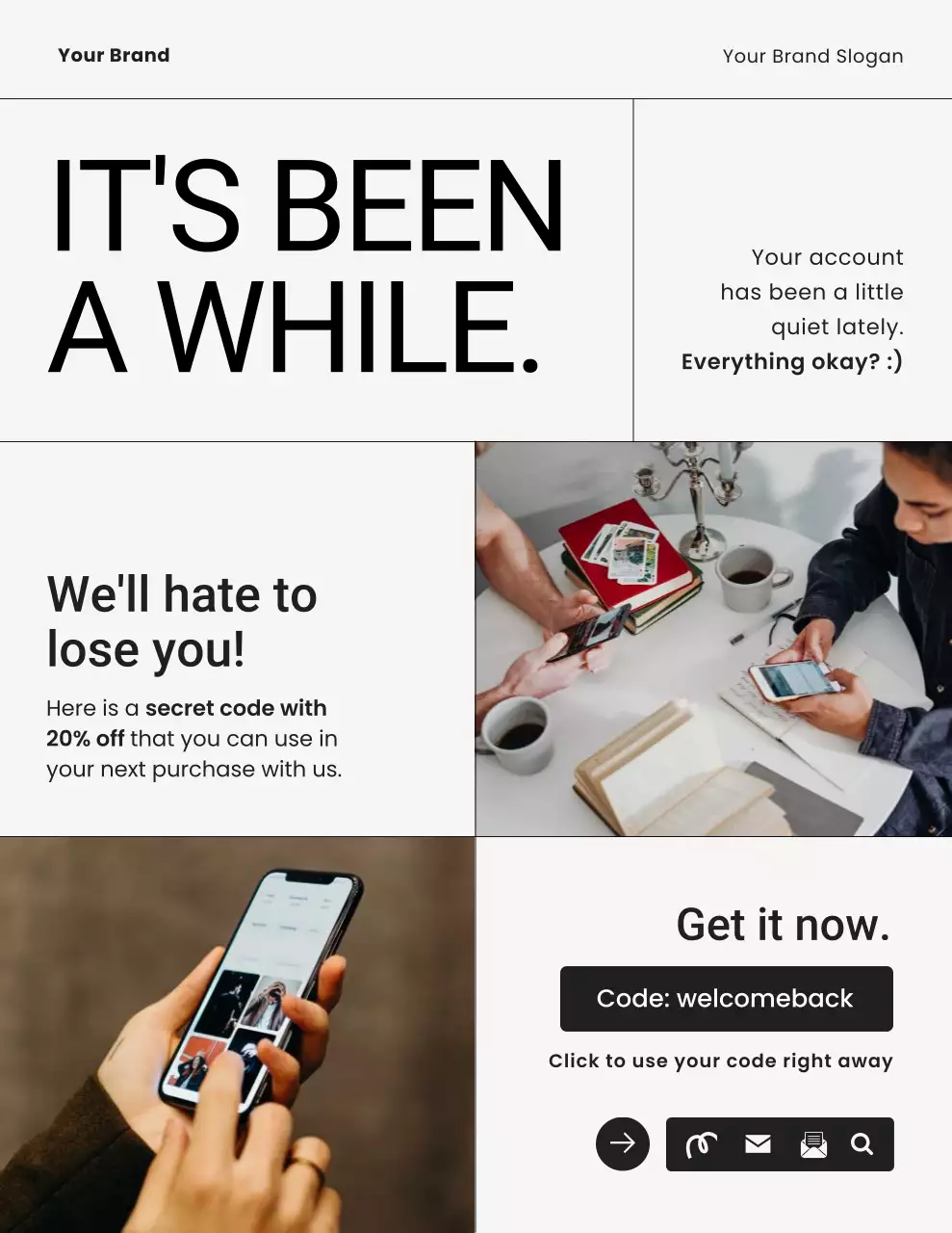 흑백 미니멀리즘 캠페인 알림 편지