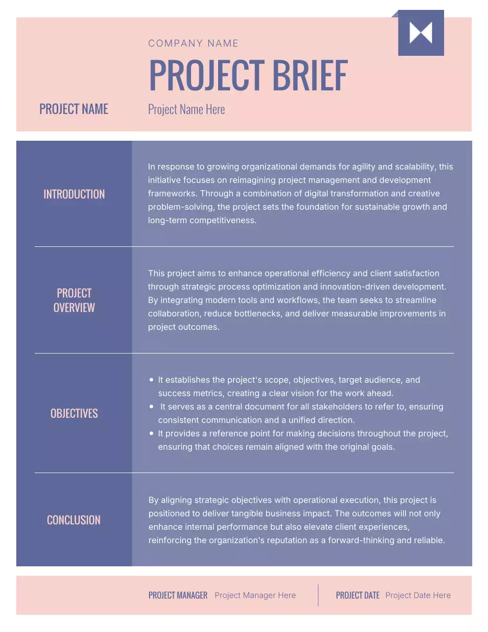 Organized Pink Purple Modern Project Report Poster