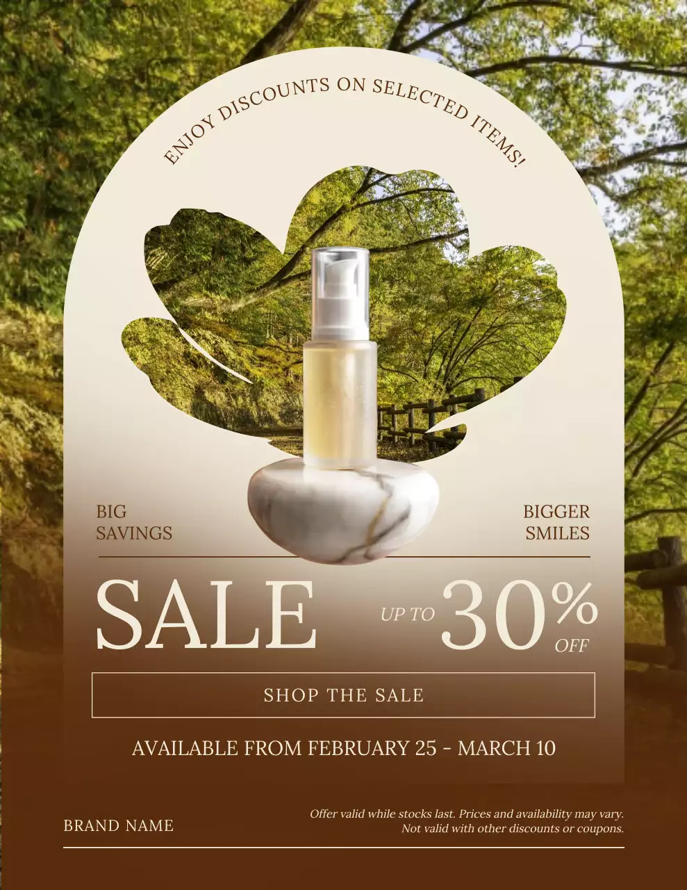 Poster quảng cáo khuyến mãi màu be trang nhã