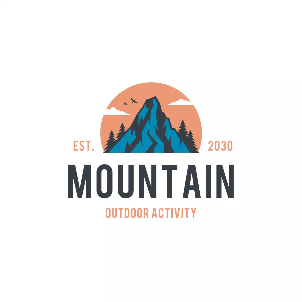 orange retro mountain for brand identity