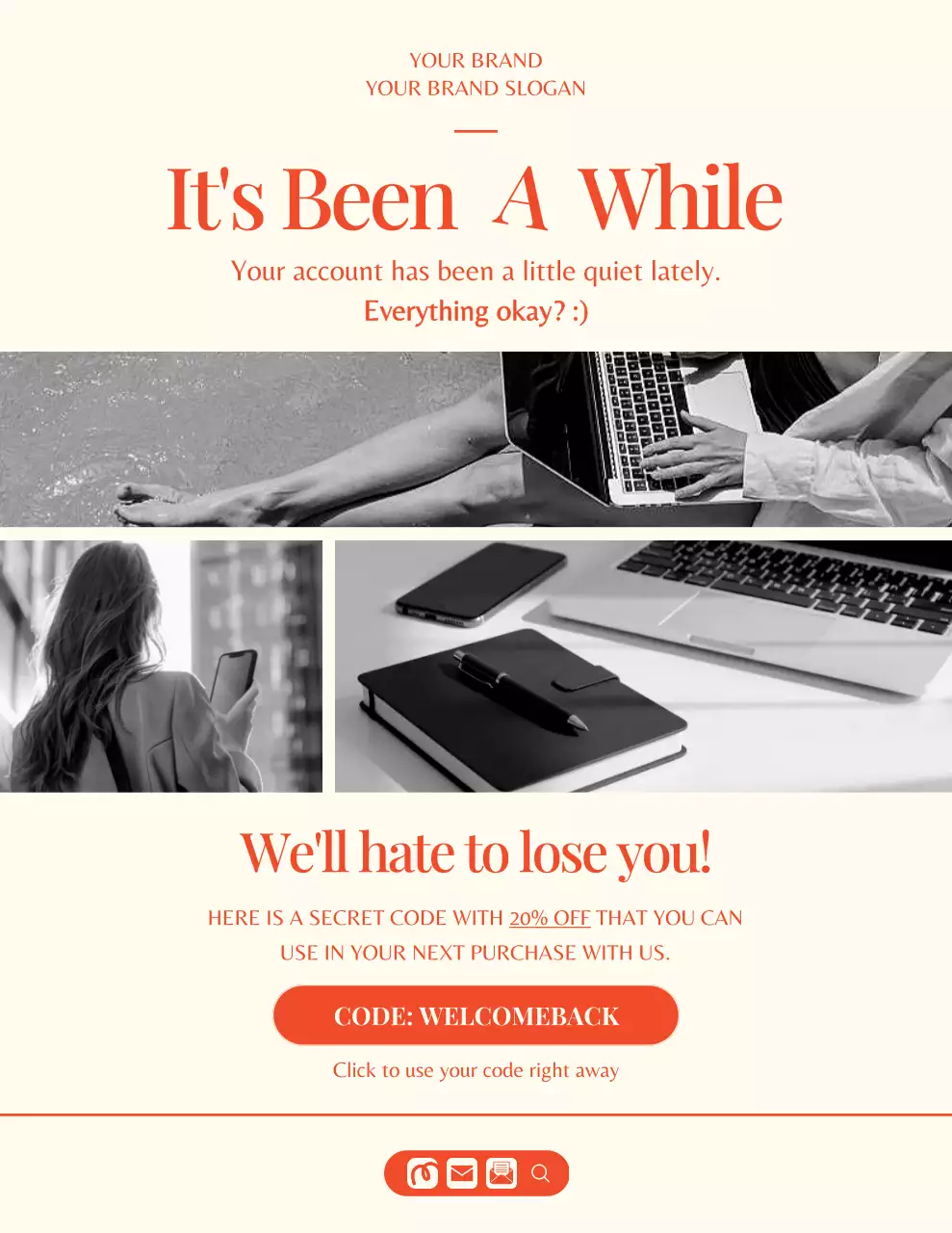 Orange and Cream Minimalist Fashion Brand Reminder Campaign Letter