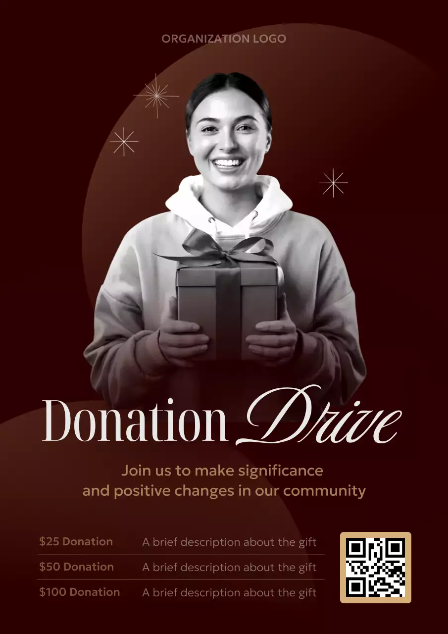 Red Modern Donation Web Poster