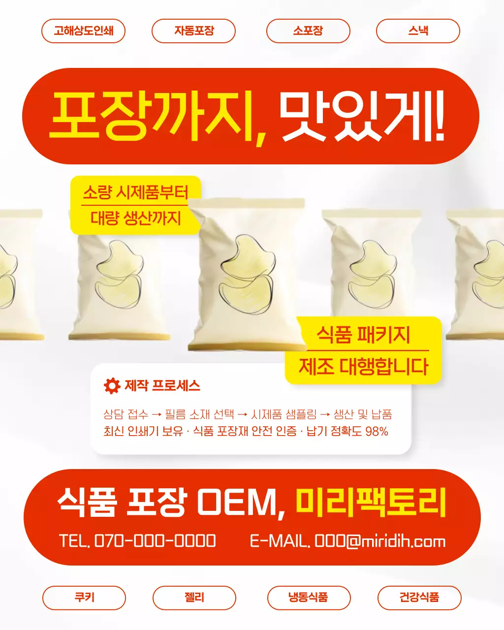 빨강 모던 식품 패키지 광고