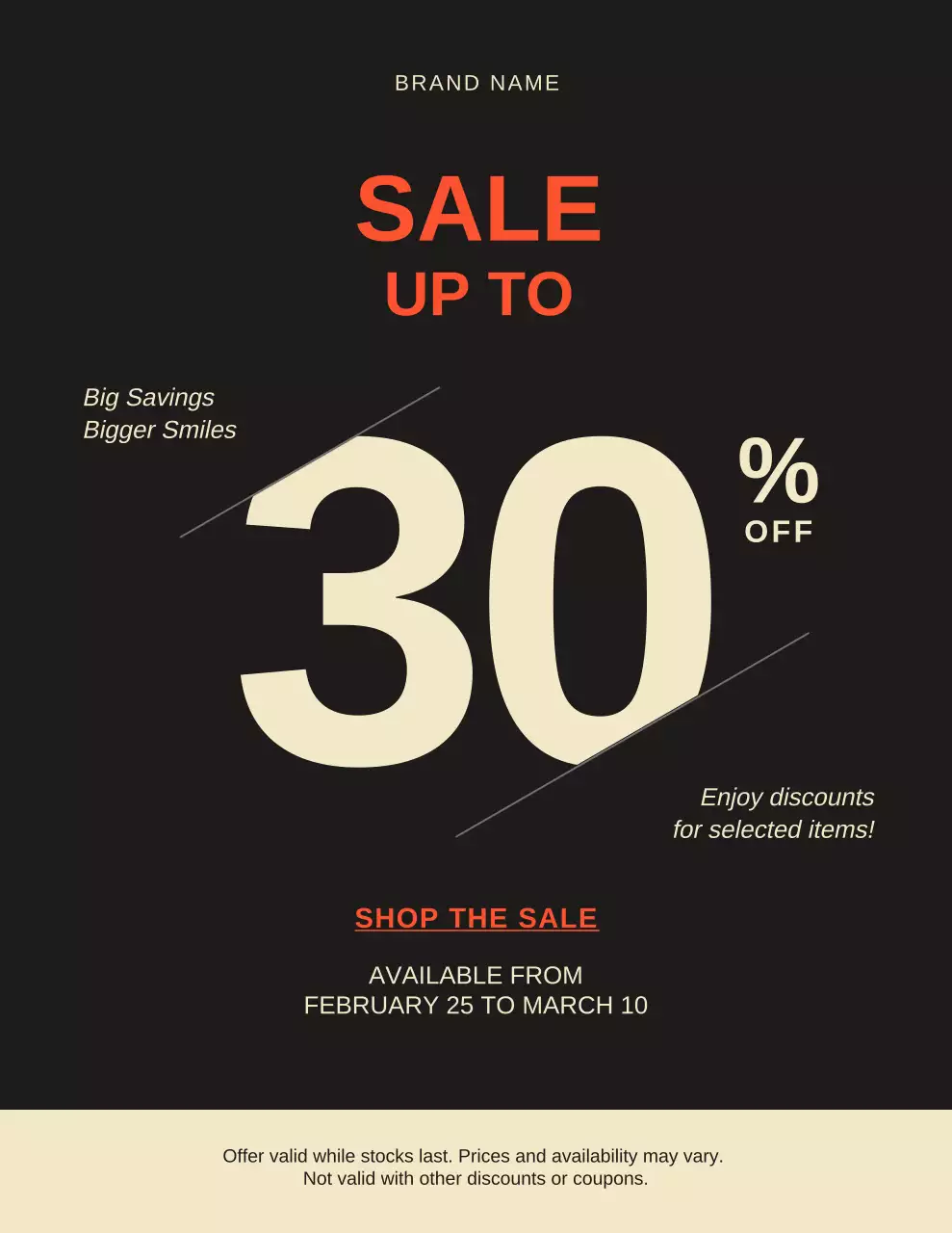 Black and Beige Modern Sales Promotion Poster
