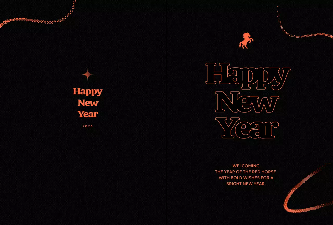 검정 심플 새해 엽서