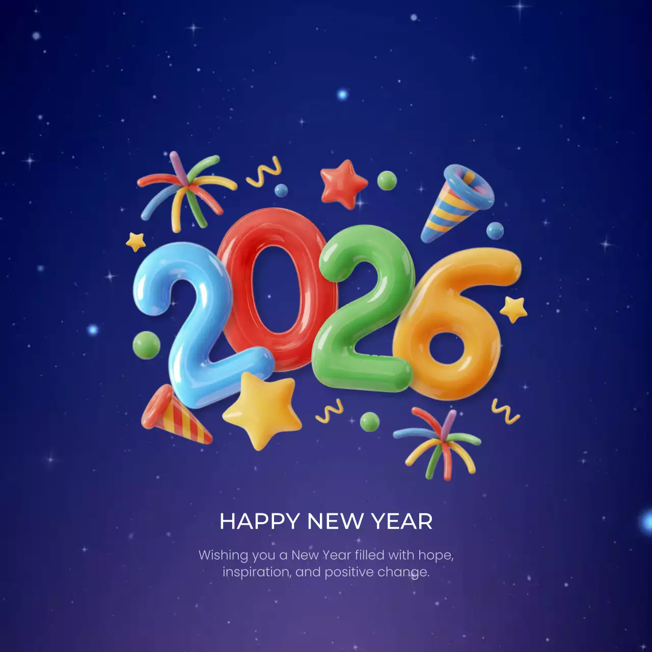 2026 Blue Festive New Year Greeting