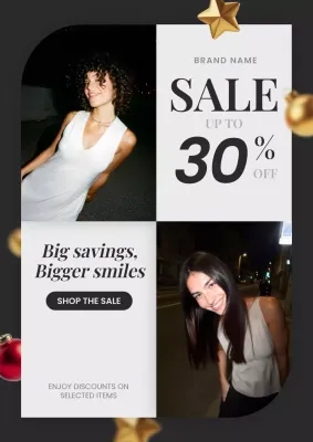 Beige Modern Holiday Sale Promotion Poster