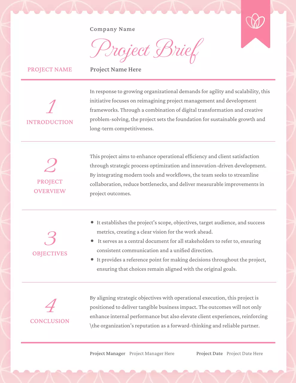 Sweet  Elegant Pink Project Report Poster