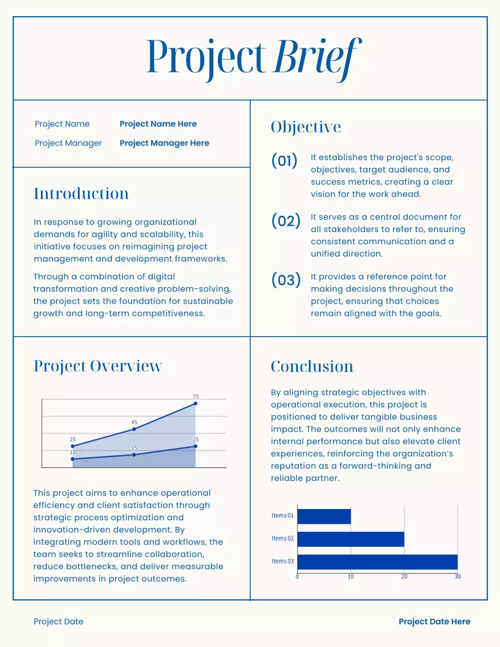 White and Blue Minimal Project Brief Letter