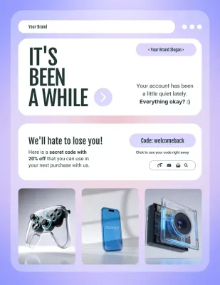 Purple and White Minimal UI Electronic Product Reminder Campaign Letter