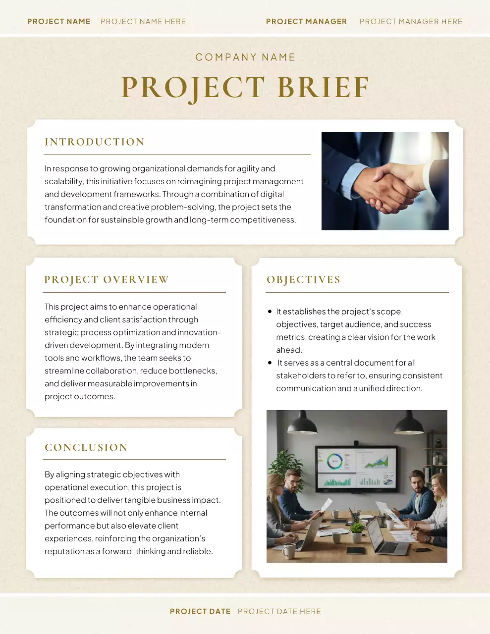 Beige Clean Professional Business Project Report Poster