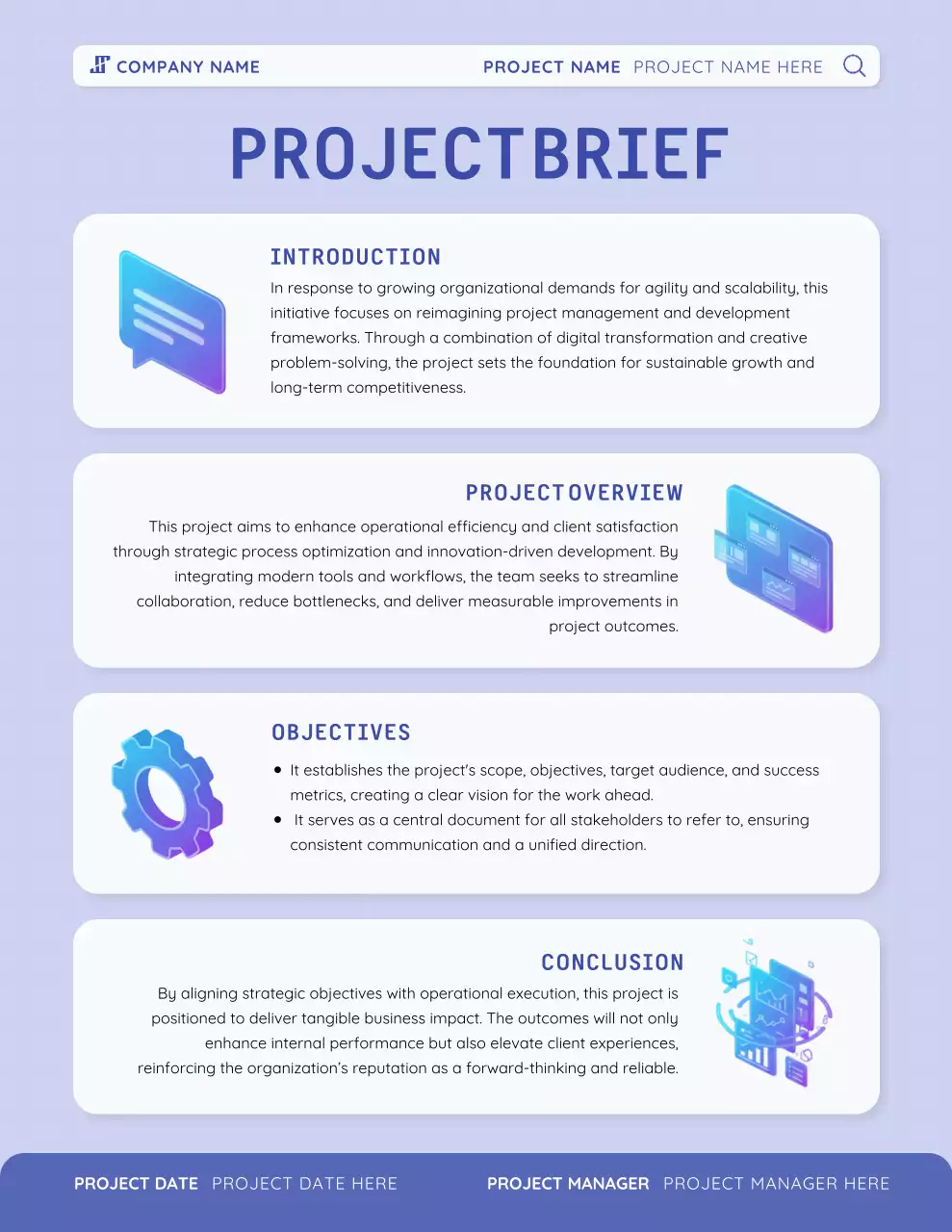 Purple Blue Clean Modern Project Plan Report Poster