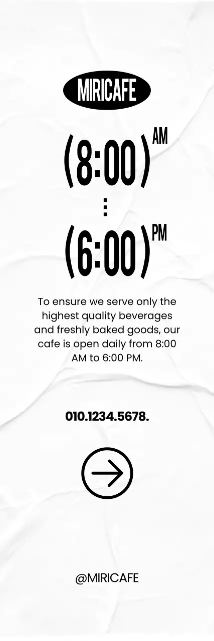 흰색 미니멀 카페 안내