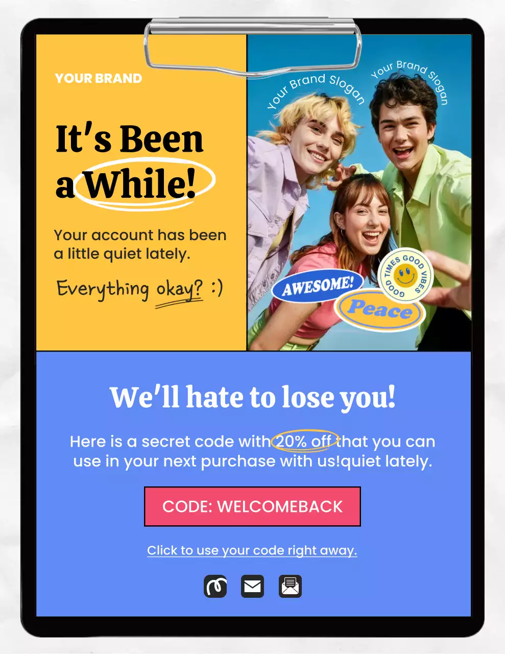 Yellow and Blue Modern Trendy Reminder Campaign Letter