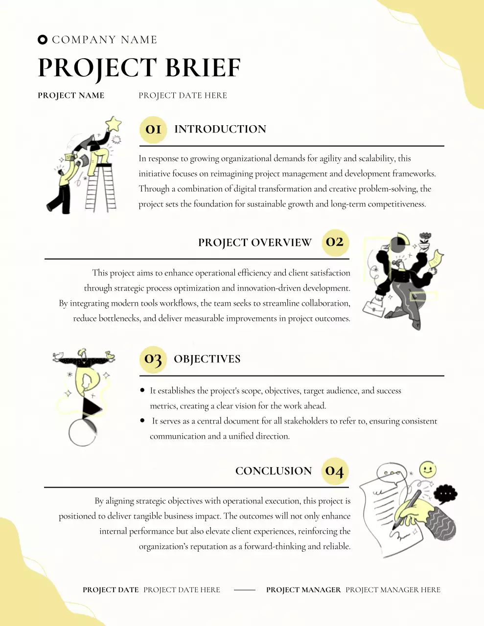 Beige Yellow Illustrative Project Report Poster