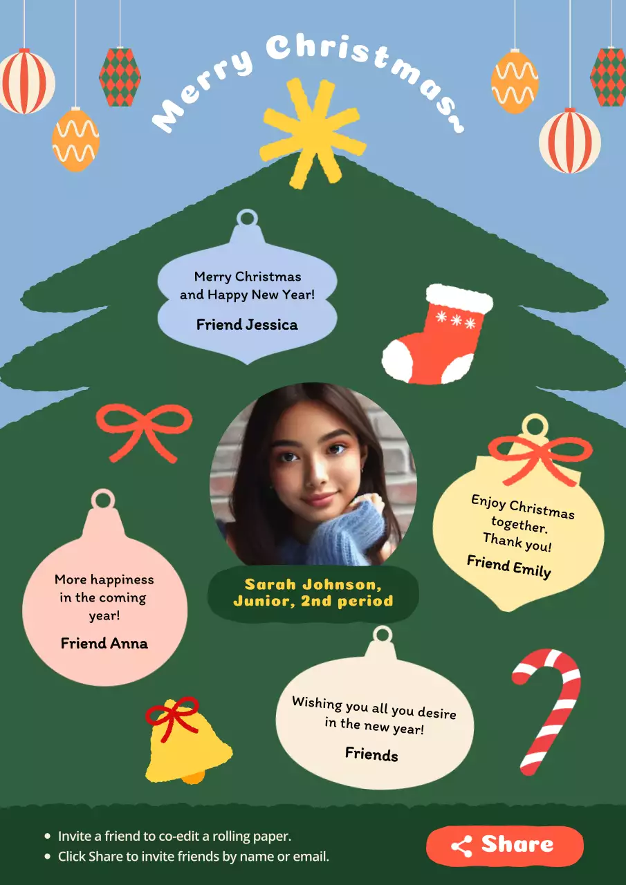 green festive holiday greetings card