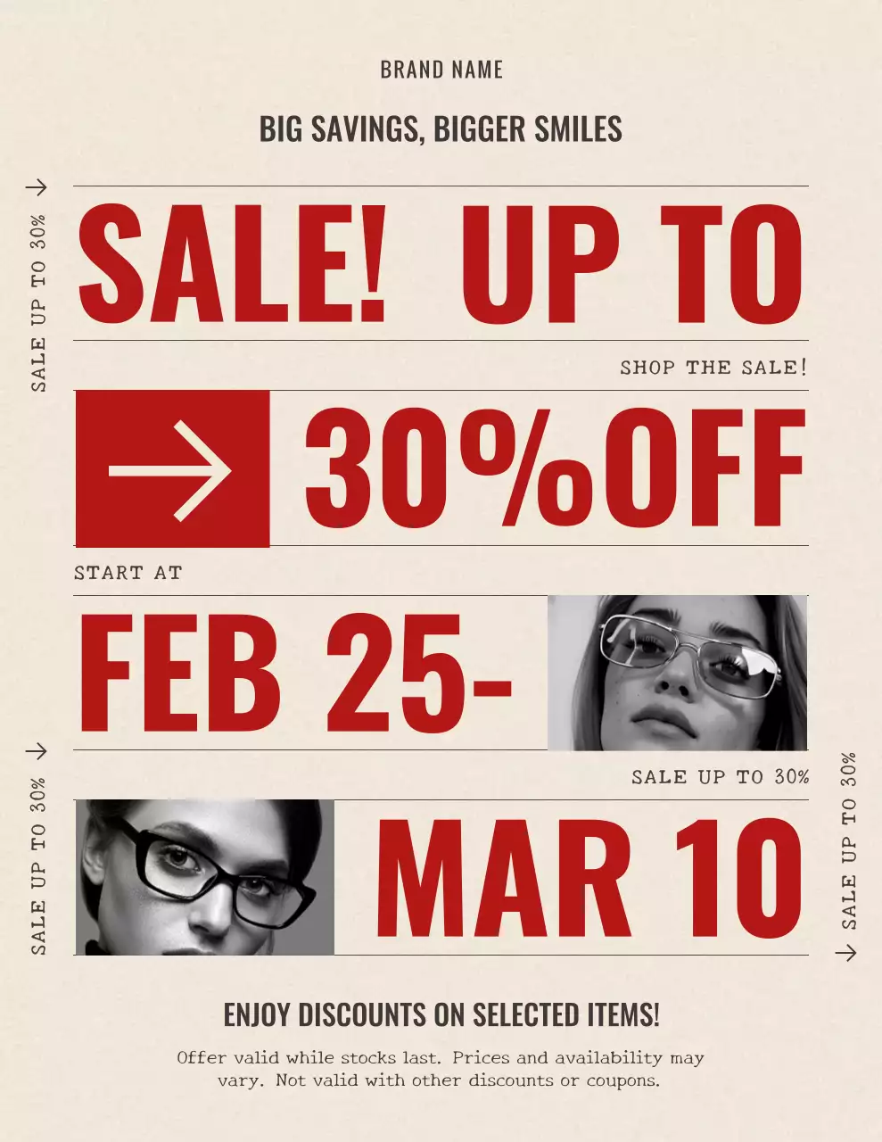 Red and Beige Bold Sales Promotion Poster