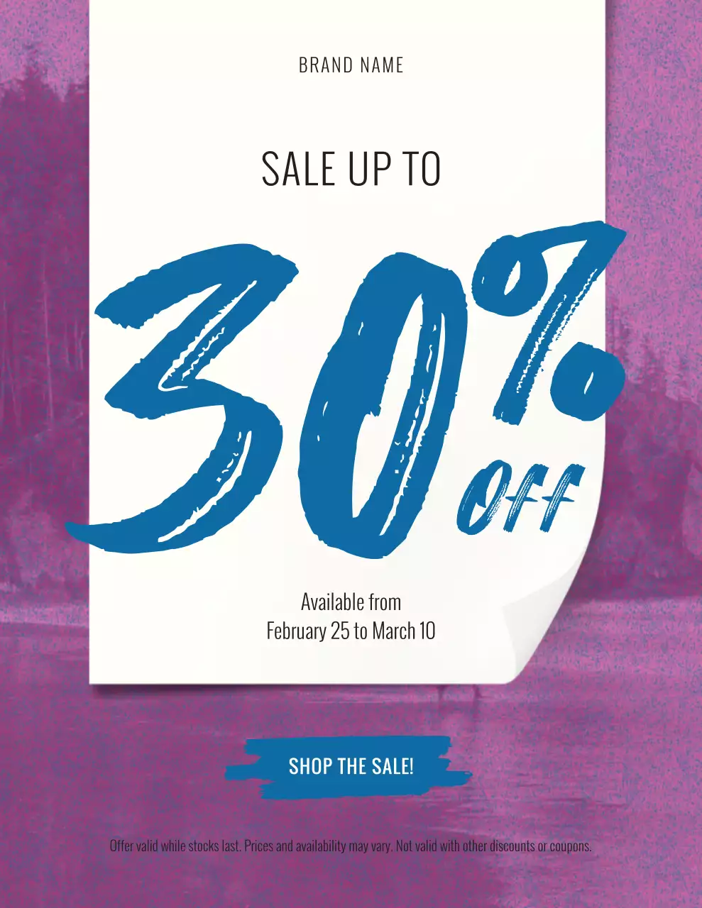 Purple and Blue Bold Sales Promotion Poster