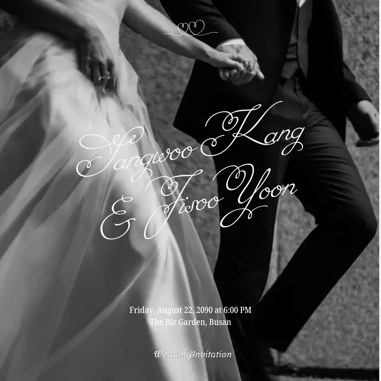 흑백 클래식 결혼 초대장