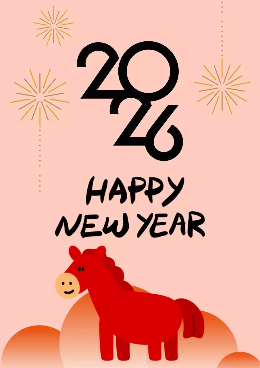 빨간색 귀여운 새해 인사