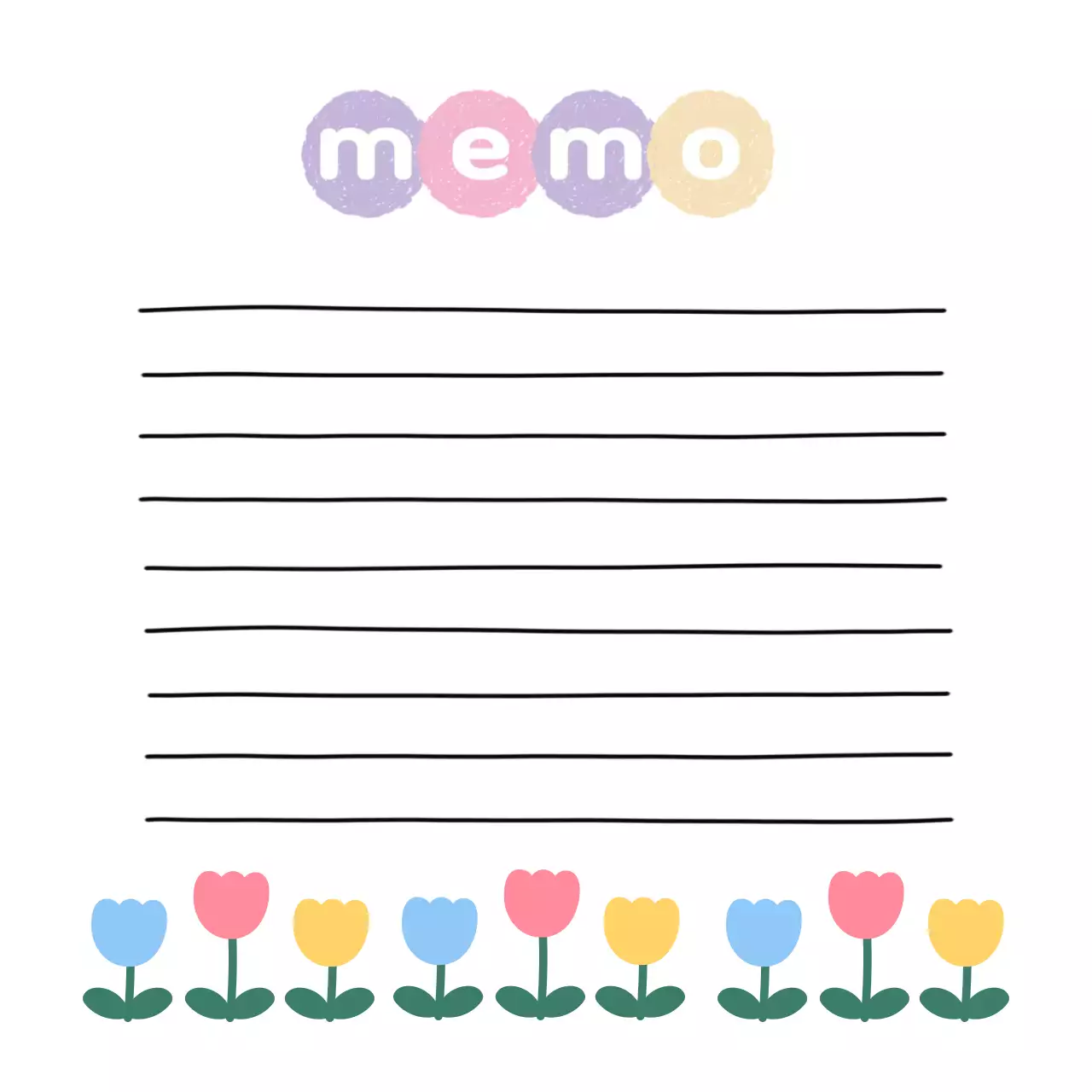 알록달록 심플한 꽃 줄 편지지