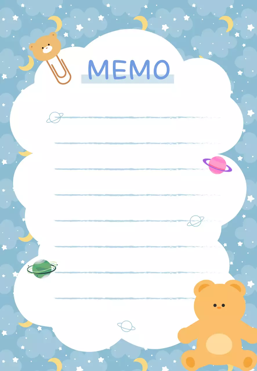 하늘색 아기자기한 쪽지 문구