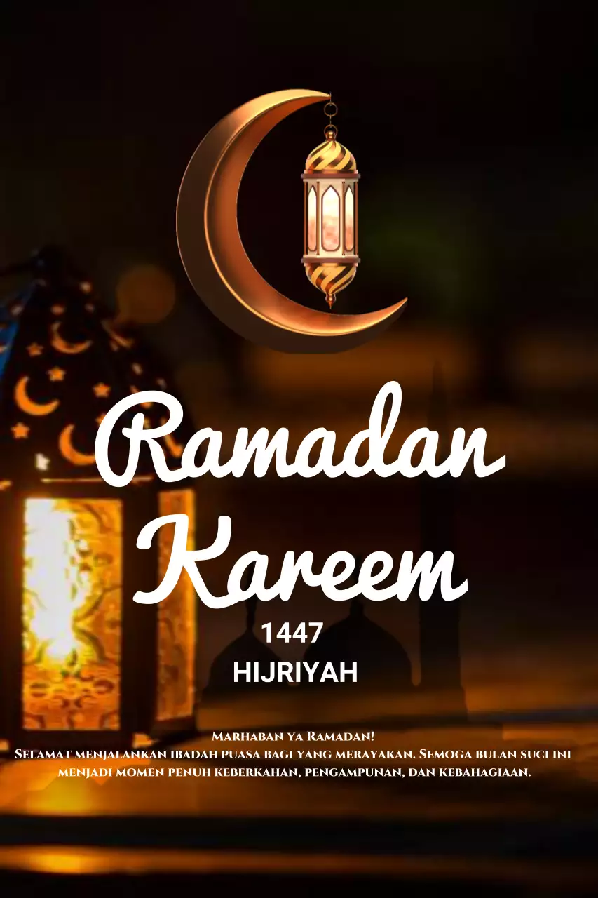 pengumuman Ramadan tradisional berwarna oranye