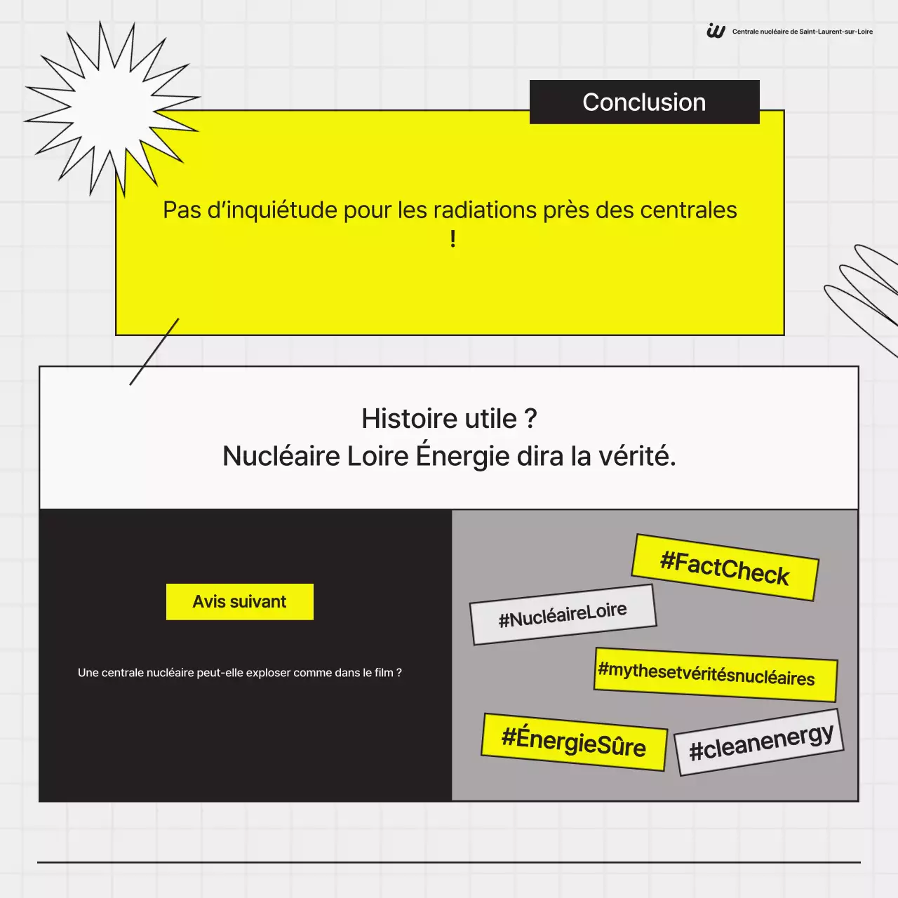 Promotion simple d'une centrale nucléaire en noir et jaune