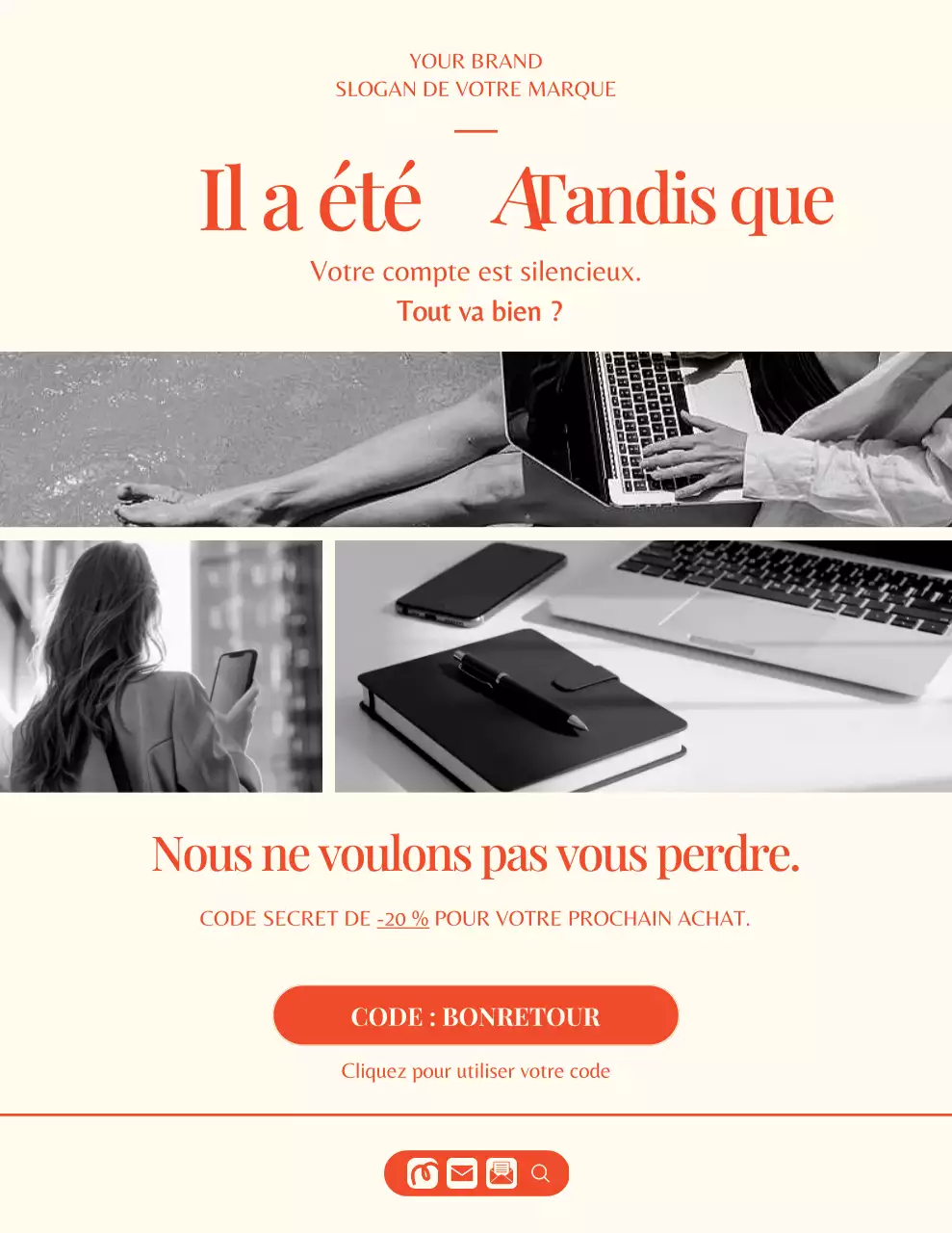 Lettre de rappel de campagne de la marque de mode minimaliste Orange and Cream