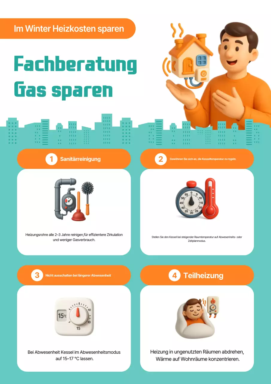 Orange Einfacher Energiesparleitfaden