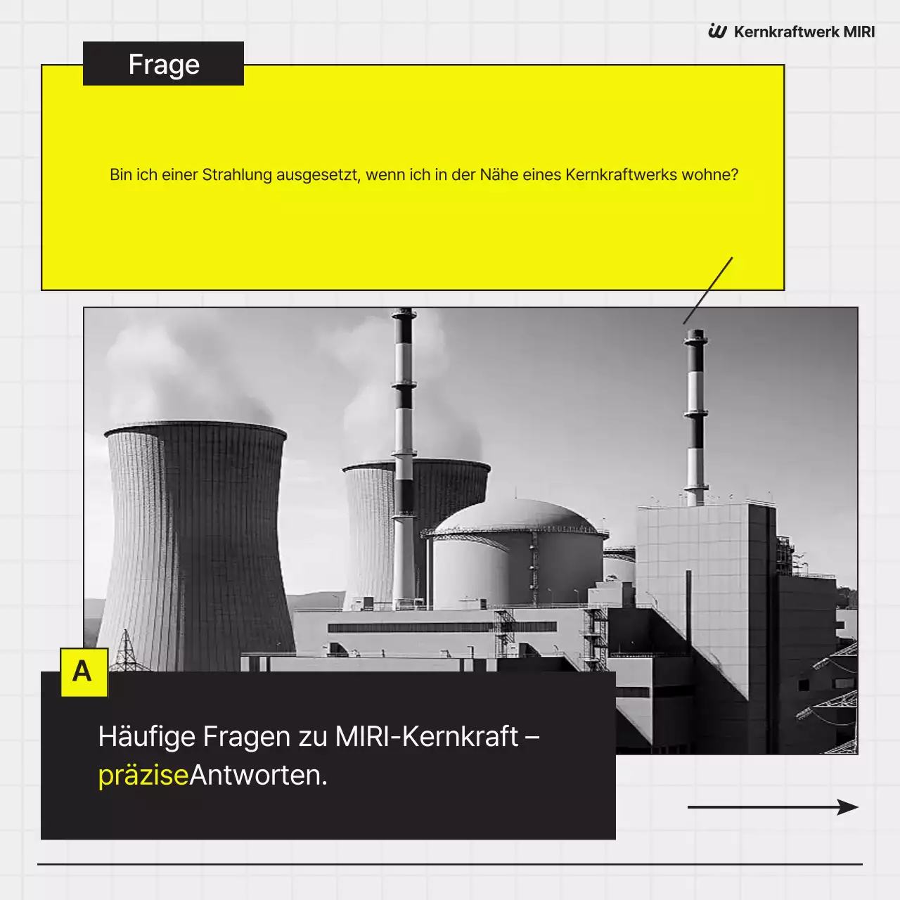 Einfache Werbung für Kernkraftwerke in Schwarz und Gelb