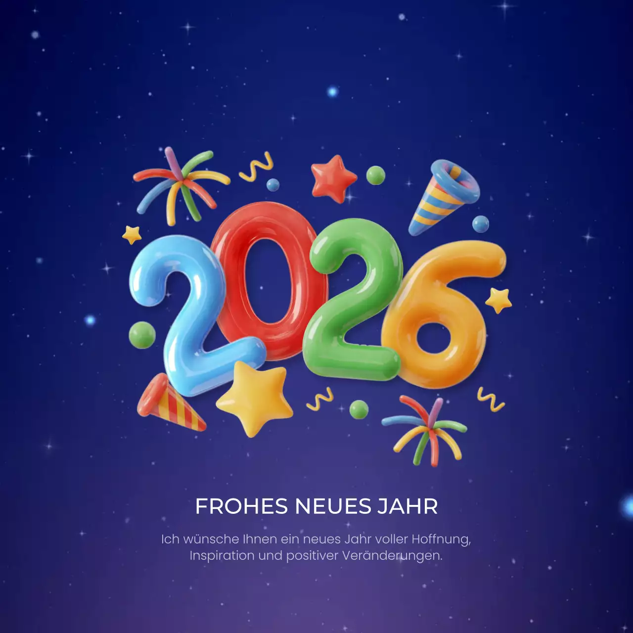 Blaue festliche Neujahrsgrüße 2026