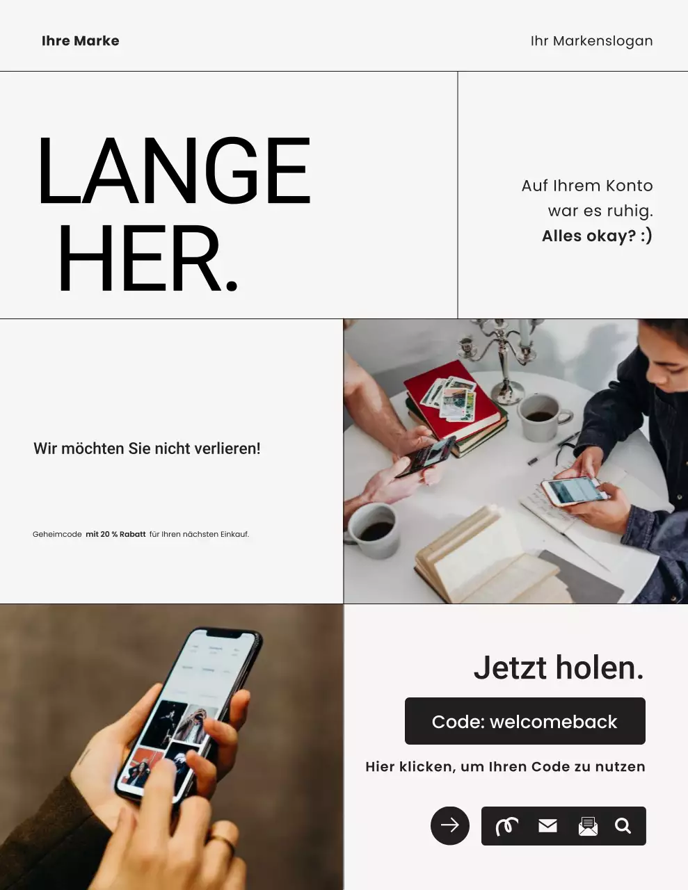 Erinnerungsschreiben zur Kampagne „Weiß-Schwarzer minimalistischer Mode“