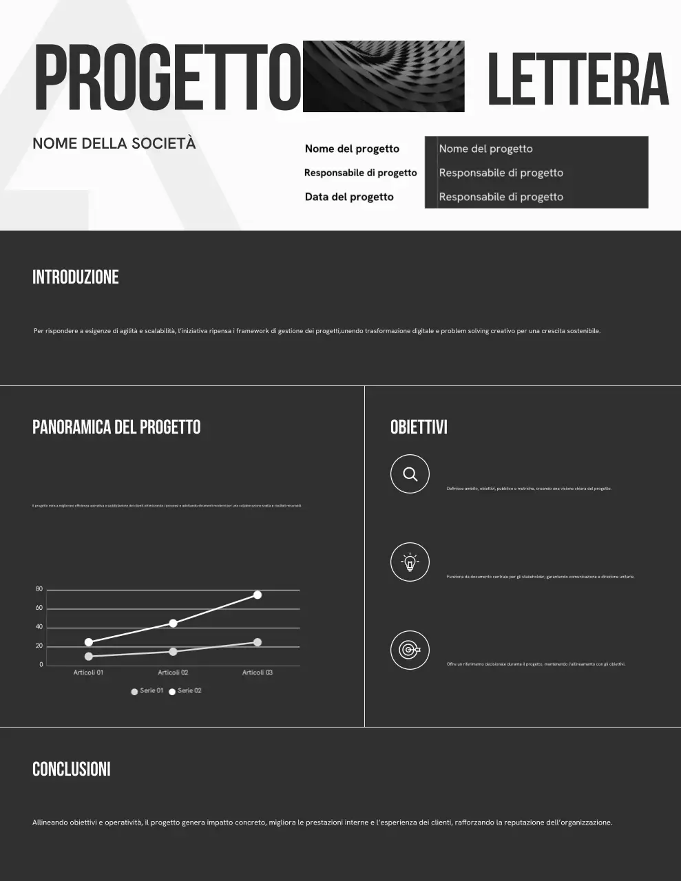 Lettera di presentazione del progetto minimale in bianco e nero