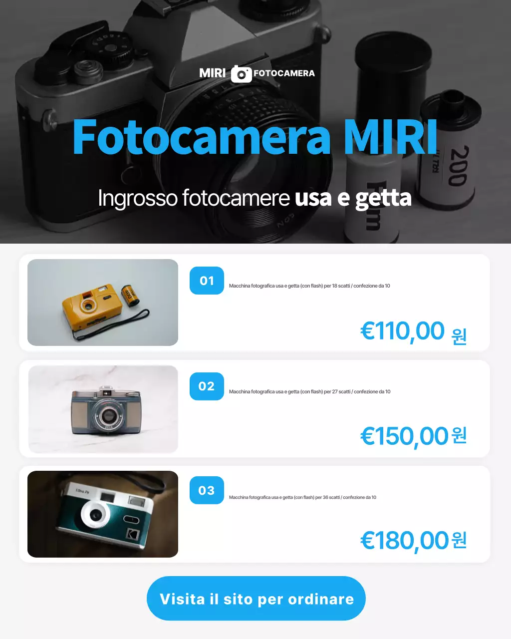 Promozione di prodotti fotografici moderni in bianco e nero