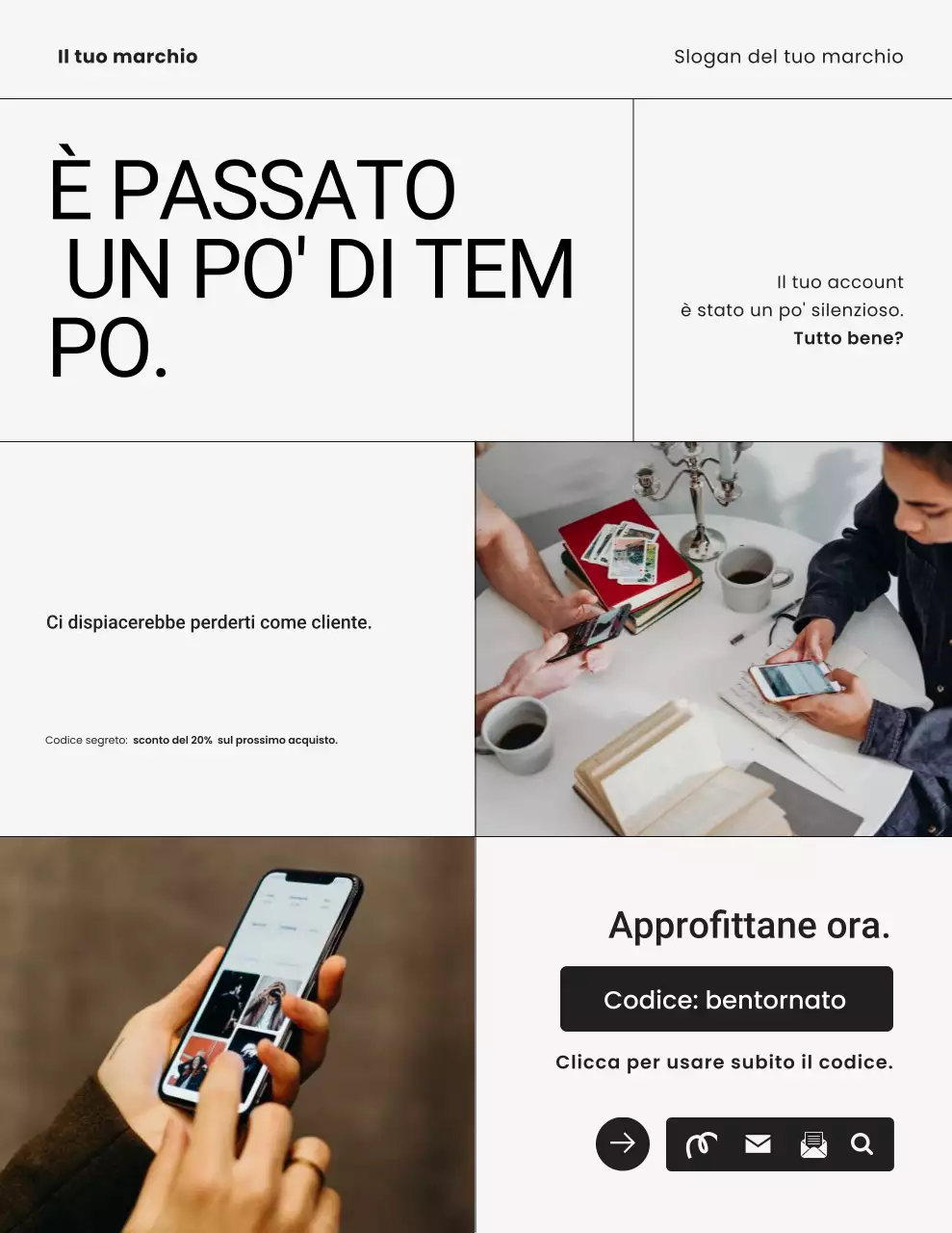 Lettera di promemoria per la campagna di moda minimalista in bianco e nero
