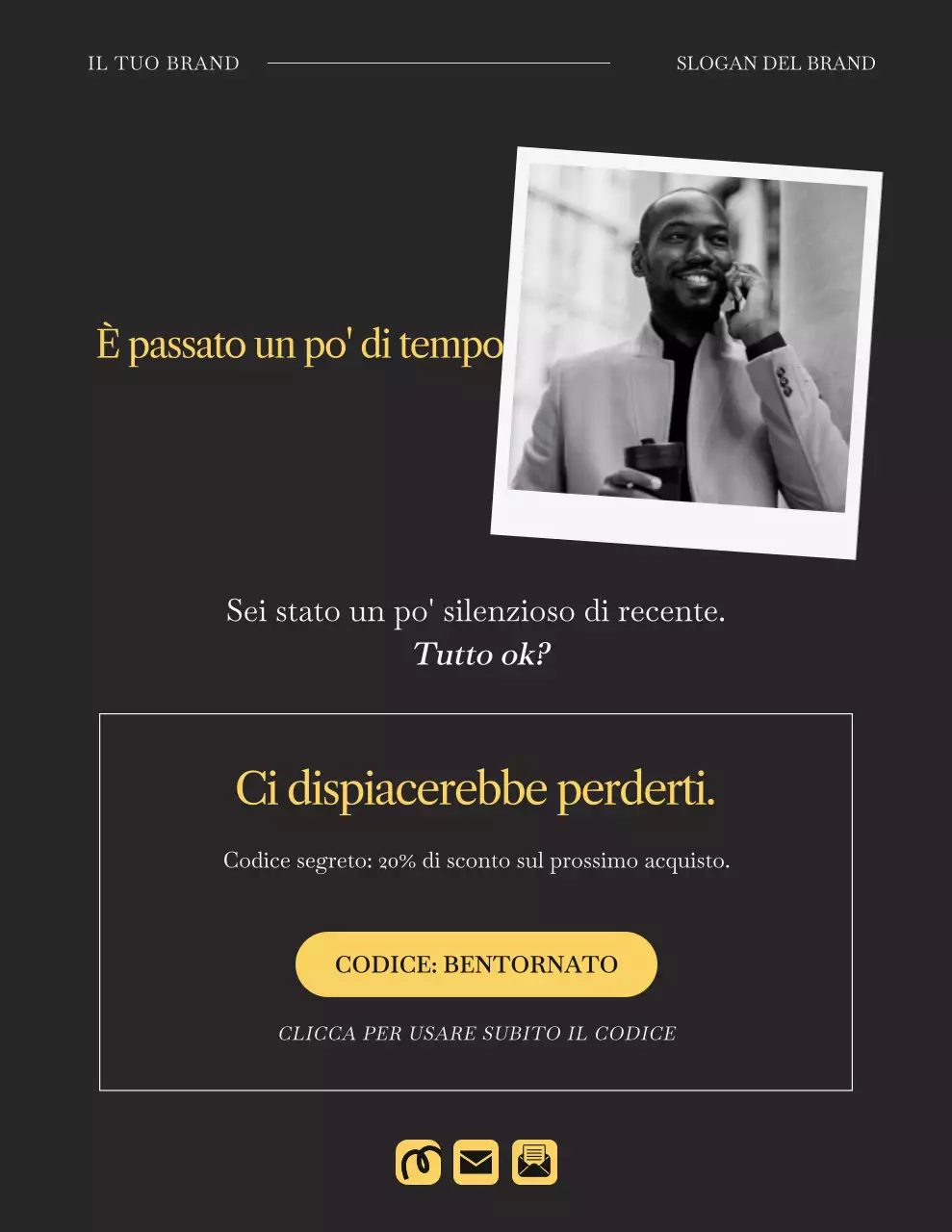 Lettera di promemoria per la campagna di moda minimalista in nero e giallo