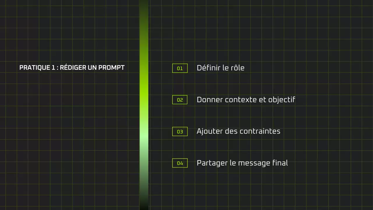 Présentation du cours d'IA moderne en noir et vert