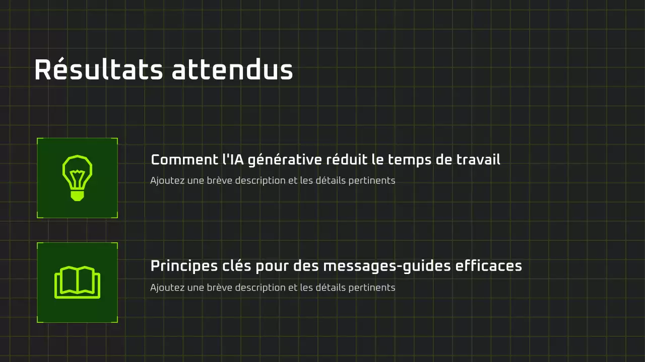 Présentation du cours d'IA moderne en noir et vert