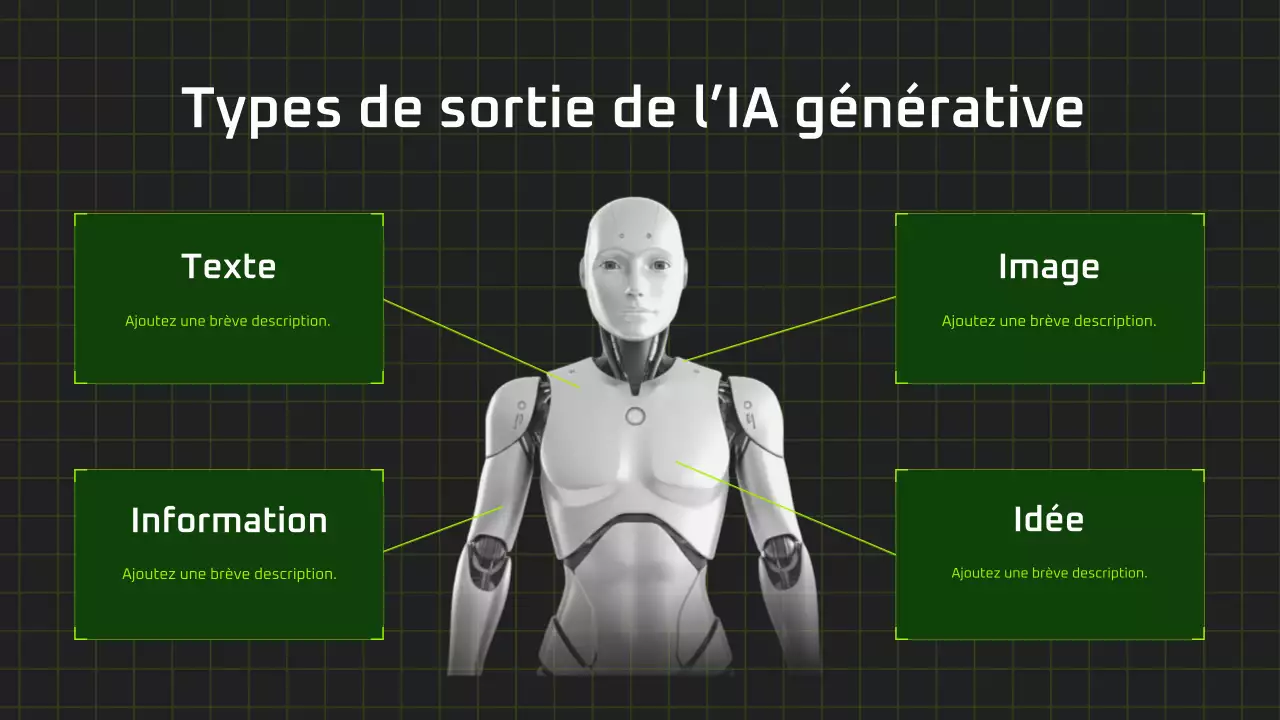 Présentation du cours d'IA moderne en noir et vert