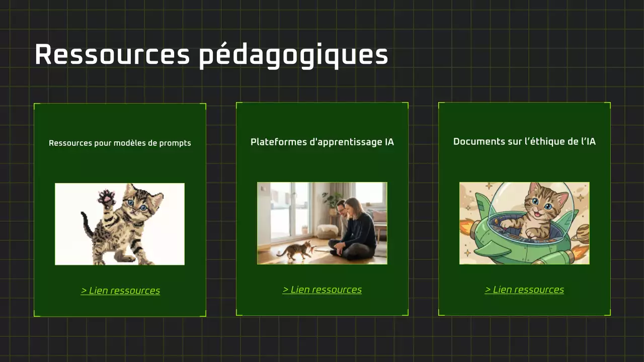 Présentation du cours d'IA moderne en noir et vert