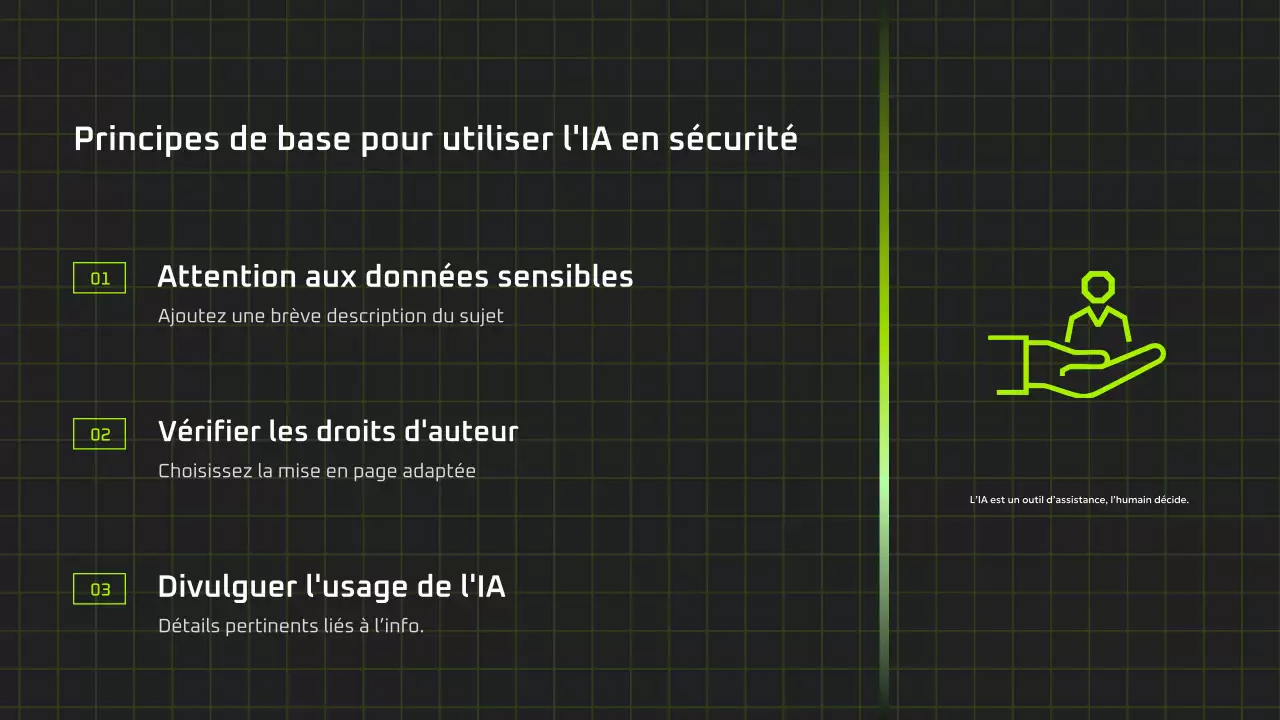 Présentation du cours d'IA moderne en noir et vert