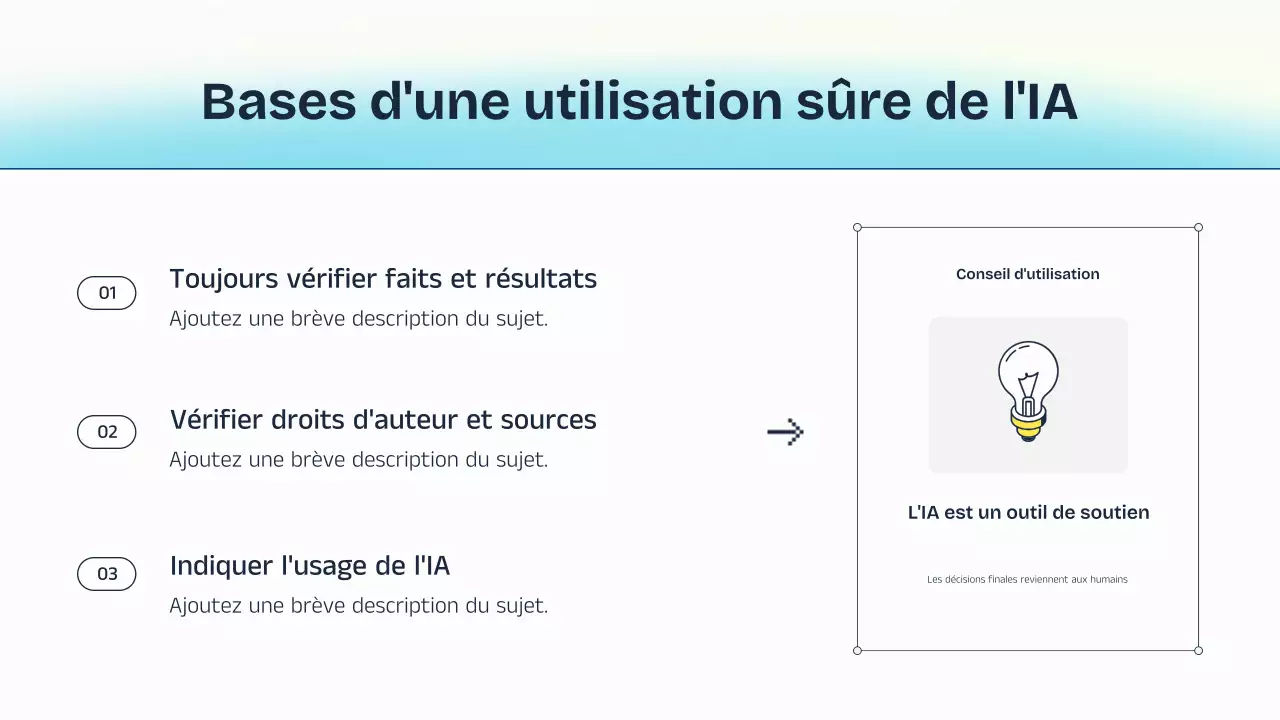 Présentation de cours sur l'IA bleue et jaune